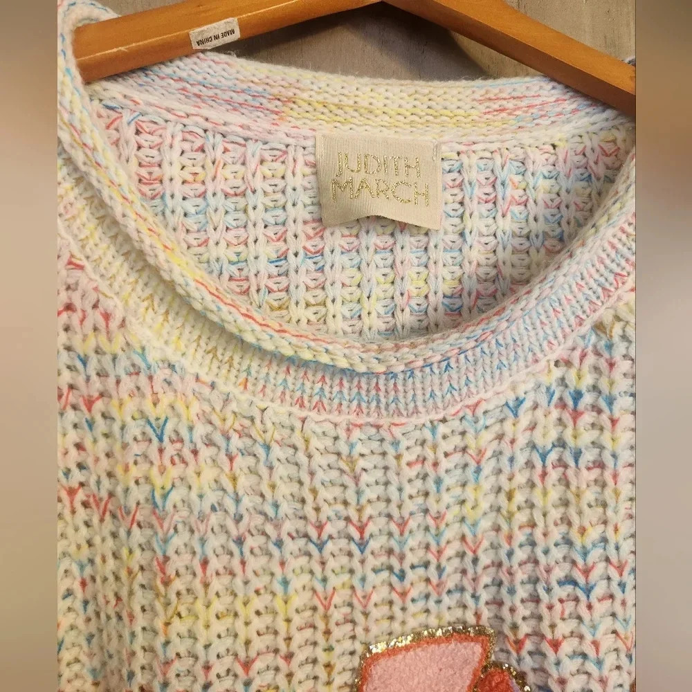 Judith March Colorful Party Animal Knit Sweater Women's Medium - Picture 5 of 8
